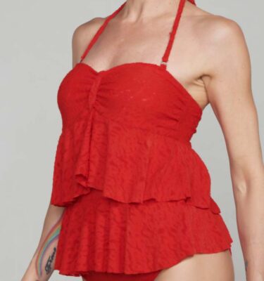 traje de baño enteriza con volados
