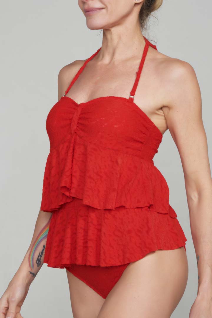 traje de baño enteriza con volados