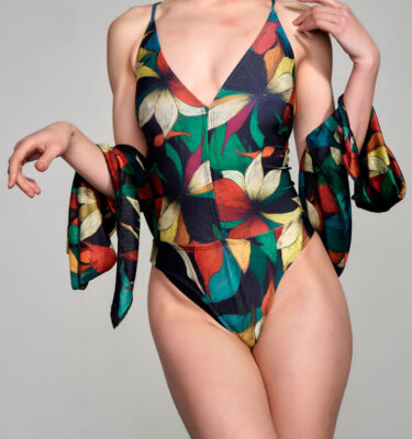 Traje de baño enteriza estampada